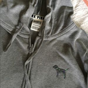 PINK full-zip sequin hoodie, sz s